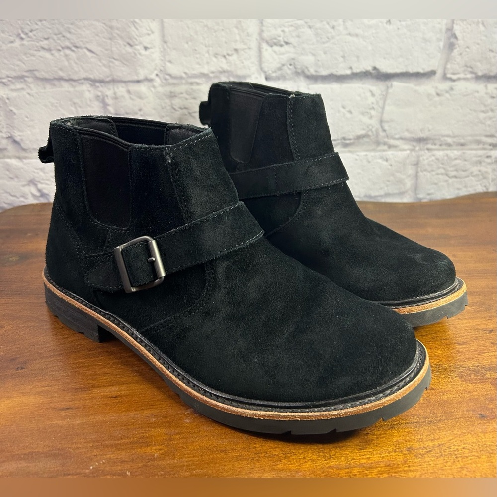 L.L. Bean Women’s Suede Black Old Port Buckle Chelsea Ankle Boots